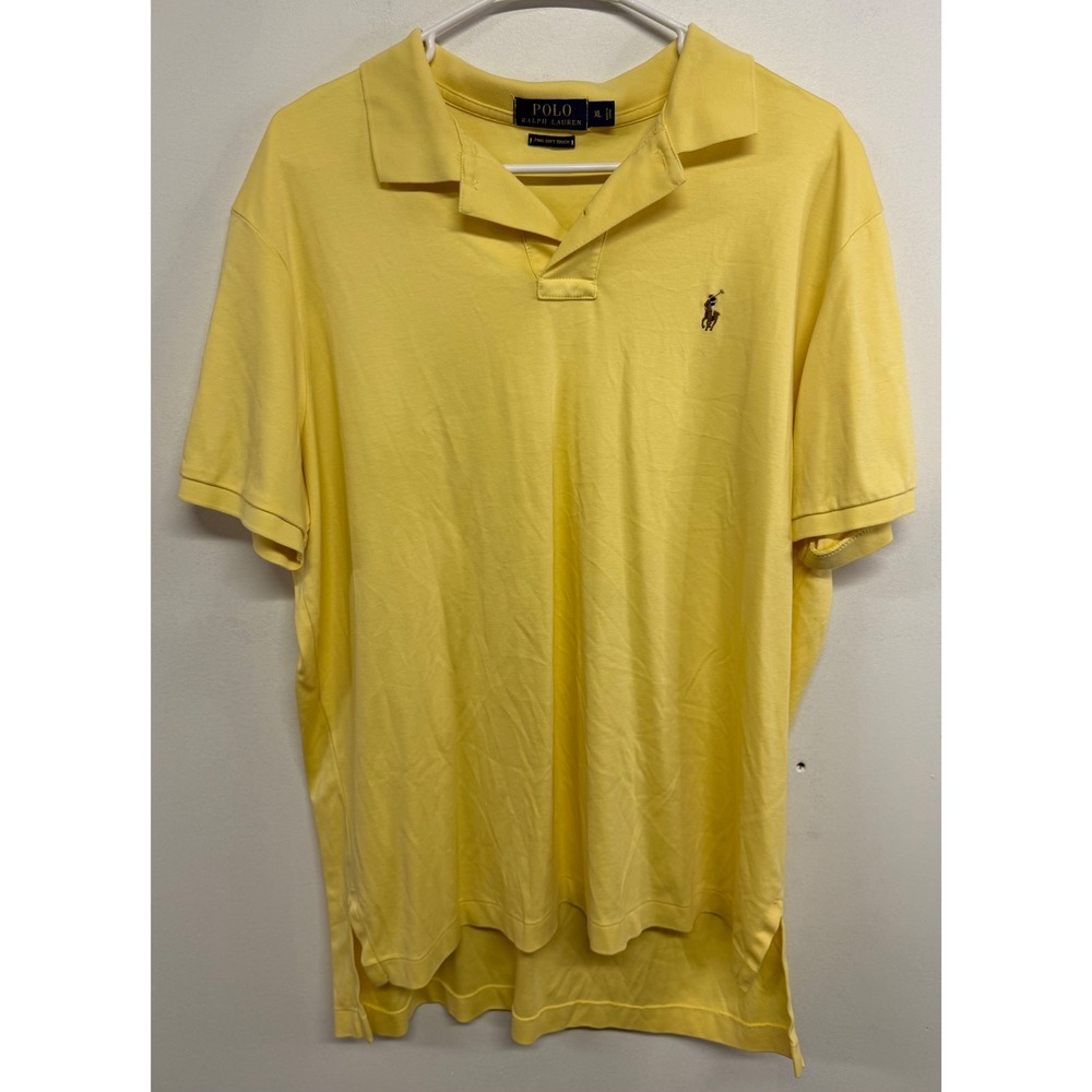Polo Ralph Lauren Mens XL Yellow Pima Soft Touch Cotton Short Sleeve Polo Shirt